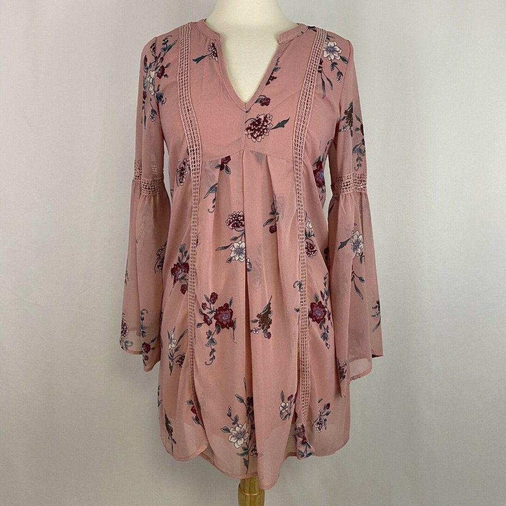 Sequin Hearts Floral Bell Sleeve Dress
